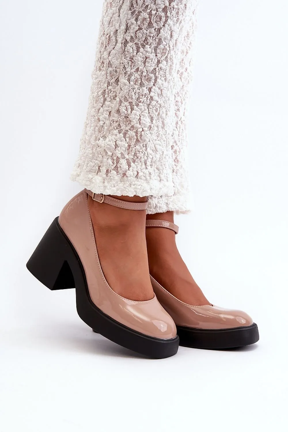 TEEK - Heeled Ankle Bumped Toe Pumps