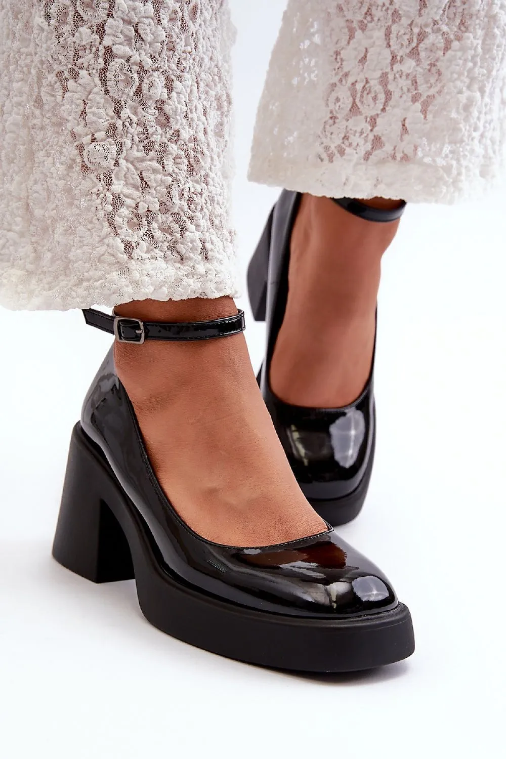 TEEK - Heeled Ankle Bumped Toe Pumps