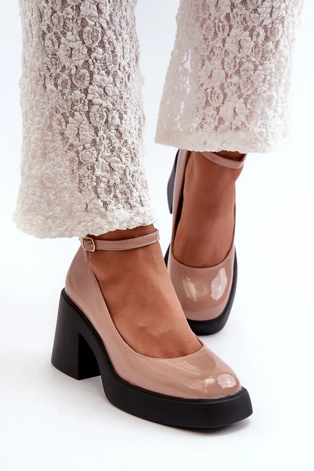 TEEK - Heeled Ankle Bumped Toe Pumps