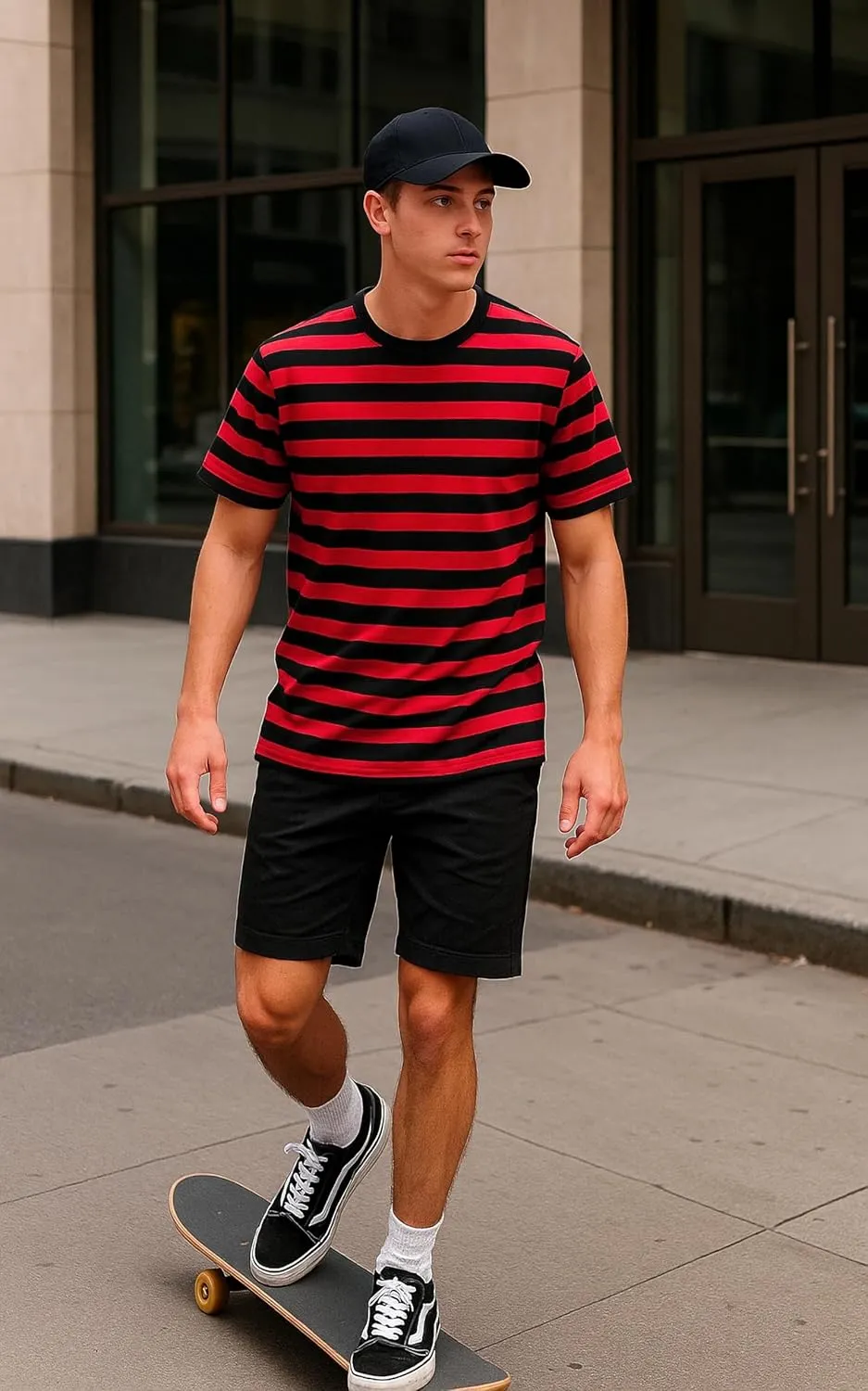 Zengjo Mens Striped Shirt Short Sleeve T-Shirts