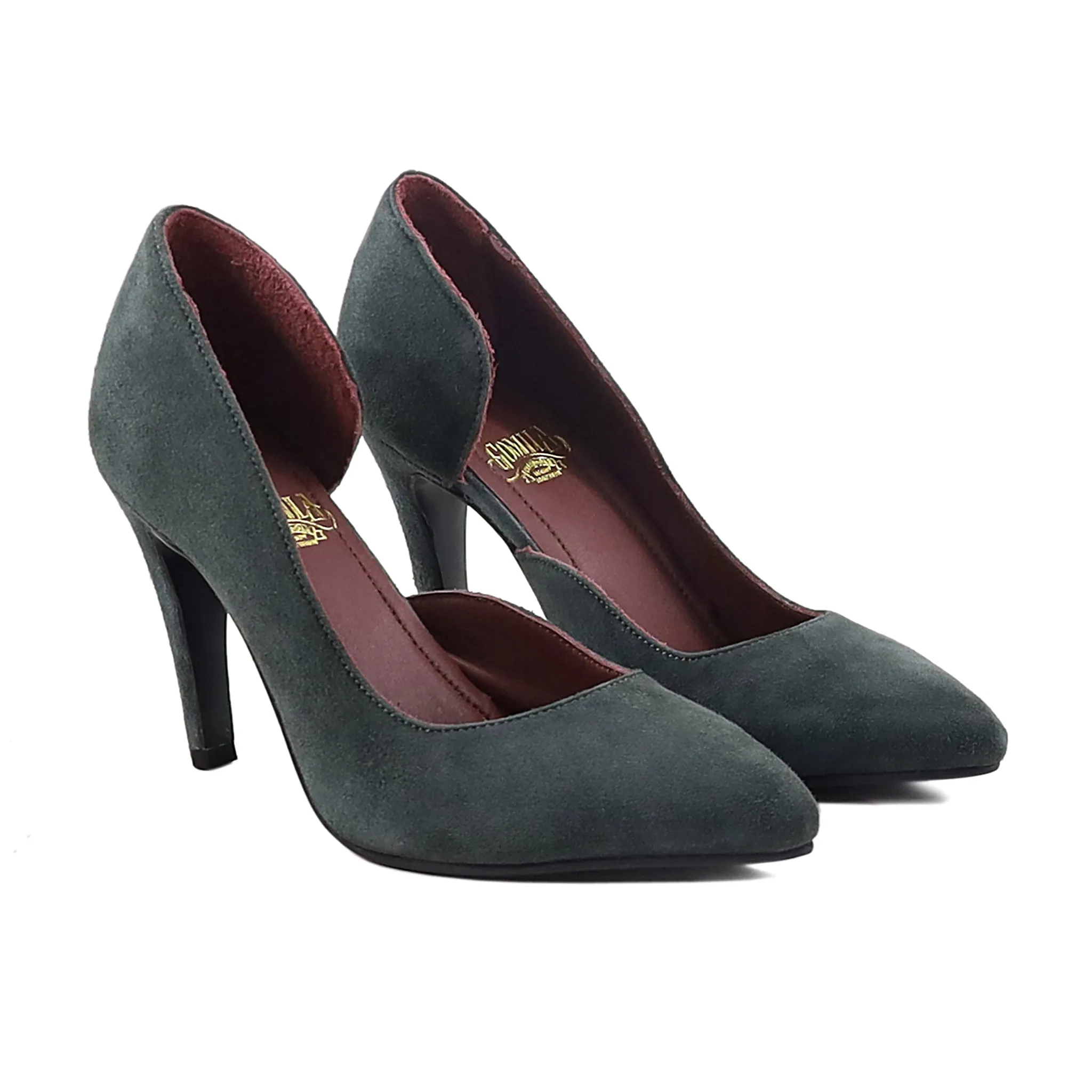 Zion - Ladies Charcoal Grey Kid Suede Heel